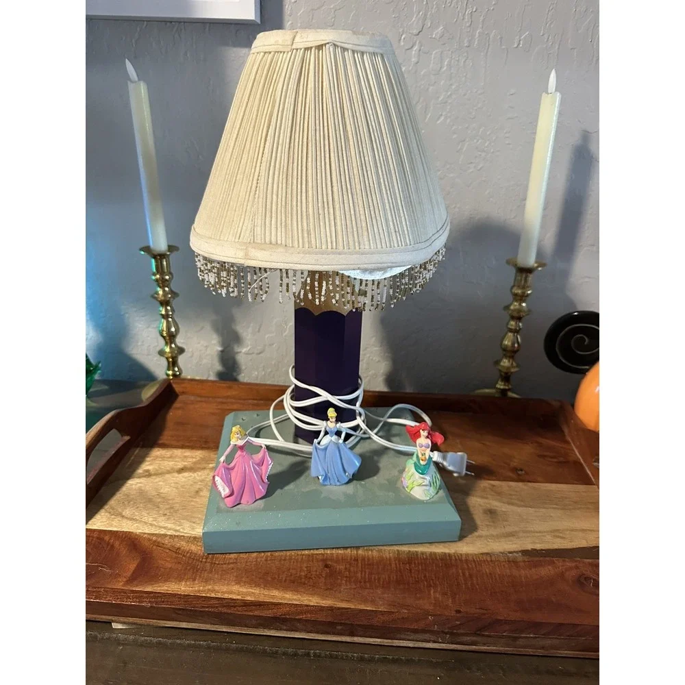 Vintage Disney Princess Table Lamp Cinderella Aurora & Ariel